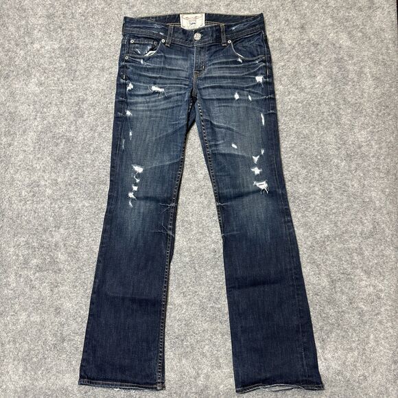 Big Star Sophie Distressed Bootcut Jeans Women's Size 28R Dark Blue Denim - Picture 1 of 9